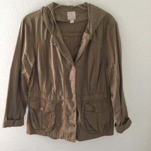 DB Sport Khaki Barn Style Button Hooded Cotton Jacket Size XL